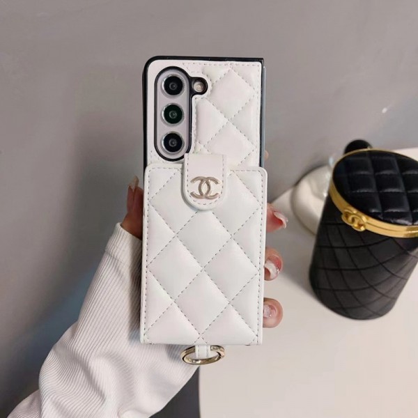 Chanel シャネルブランド Samsung Z Fold 5 4 flip 3 4 6 スマホカバー 流行りかわいいGalaxy Z flip 6 Fold 5 4ケース 耐衝撃レザーブランドギャラクシー Z Flip5 4カバー 落下保護Galaxy Z Flip5/4ケース 高級感 シンプル 逸品