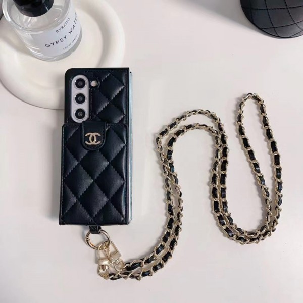 Chanel シャネルブランド Samsung Z Fold 5 4 flip 3 4 6 スマホカバー 流行りかわいいGalaxy Z flip 6 Fold 5 4ケース 耐衝撃レザーブランドギャラクシー Z Flip5 4カバー 落下保護Galaxy Z Flip5/4ケース 高級感 シンプル 逸品