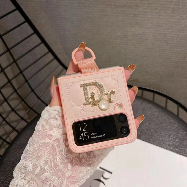 Dior ブランド GALAXY Z Flip5 4 6スマホケース 立体ロゴ ディオール Galaxy zflip4 保護カバー キラキラ 可愛い ギャラクシーflip3対応ケース 軽量 フィット 放熱性よい 簡約 メンズ 女の子