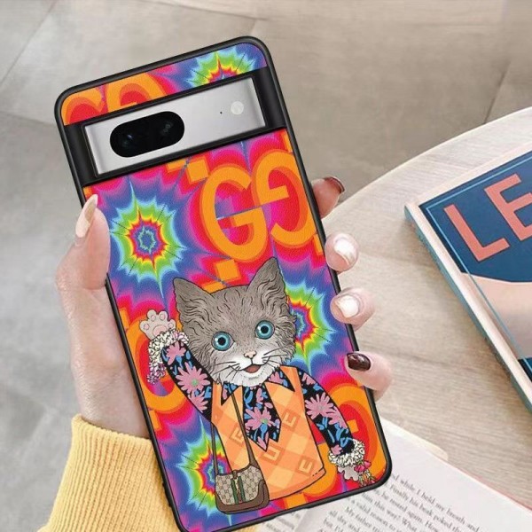 gucci グーグル ピクセル 7 7プロケースグッチ猫可愛い女の子ペアGoogle Pixel 7 Pixel 6 Pro グーグルハイブランドスーパーコピー代引可 Android スマートフォン 保護ケース 