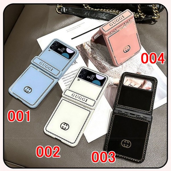 Gucci グッチかわいいGalaxy Z flip 6 5 4 3ケース 耐衝撃レザーGalaxy Z Flip5 4 6スマホケース 携帯カバーSamsungスマホケース気質オシャレGalaxy Z Flip5/4ケース 高級感 シンプル 逸品