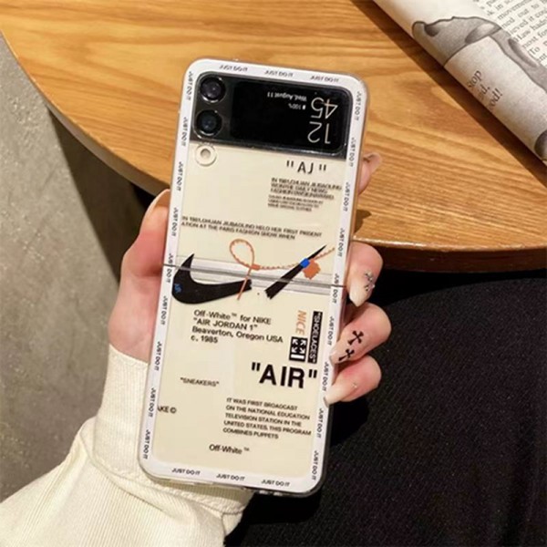 Stussy ステューシー Nike ナイキ オフホワイト かわいいGalaxy Z flip 6 5 4ケース 耐衝撃レザーギャラクシー Zケース ビジネス 高品質 メンズ ブランドスマホケース Galaxy Z Flip5/4ケース 高級感 シンプル 逸品