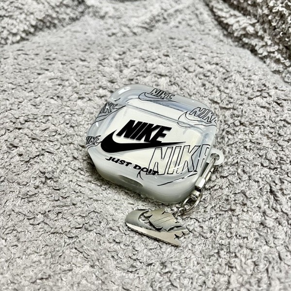 Nike ナイキ ブランド Airpods 4/3/Pro2ケース 保護 エアーポッズ 第四世代ケース 便利 カラビナ付き軽量 エアーポッズ 4/プロ2/3カバー 紛失防止airpods 4 pro2ケース シリコン