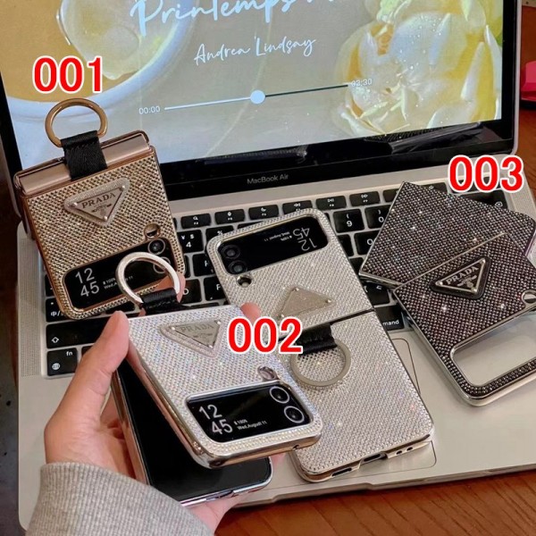 Prada プラダかわいいGalaxy Z flip 6 5 4ケース 耐衝撃レザーGalaxy Z Flip5 4 6スマホケース 携帯カバーSamsungスマホケース気質オシャレ ブランドスマホケース 