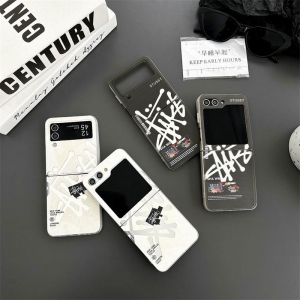 Stussy ステューシーブランド Galaxy Z flip 6 5 4 3スマホカバー 流行りSamsungスマホケース気質オシャレ ブランドスマホケース Galaxy Z Flip5/4ケース 高級感 シンプル 逸品