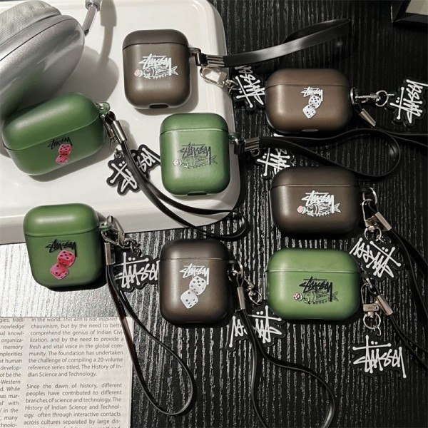 Stussy ステューシー エアーポッズ 第四世代ケース 便利 カラビナ付き 第3世代 airpods 4/pro2 ケース ハイブランド 落下防止ブランド Airpods Pro2/3 4メンズ レディースairpods 4 pro2ケース シリコン