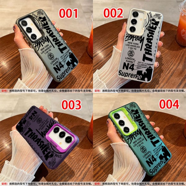 Stussy ステューシーブランドSamsung s25 S23 Ultra s24 s22 Plusケース 落下保護サムスン s25/S23/S24+/S24ULTRAカバーケース耐衝撃かわいいのgalaxy s24 plus s25 ultraケース大人気高級感っぽいブランドスマホケースgalaxy s24