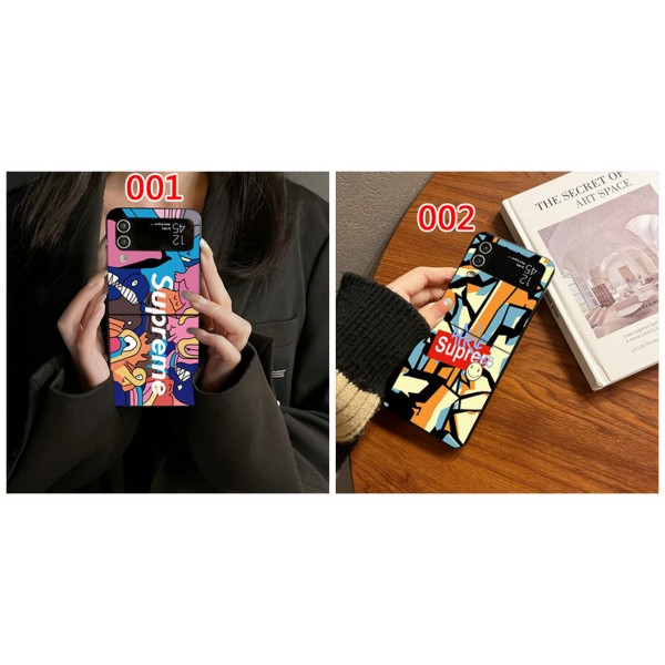 Supreme シュプリームブランド Samsung Z flip 6 5 4スマホカバー 流行りかわいい 耐衝撃レザーギャラクシーZ flip 6 5 4ケース ビジネス 高品質 メンズ ブランドスマホケース 