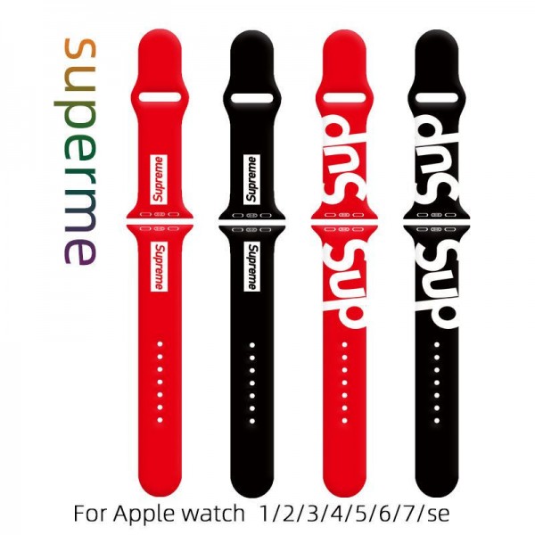 Supreme シュプリーム芸能人愛用 アップルウォッチUltra2，Apple Watch 9ベルト 腕時計 ストラップapple watch se2ストラップ ファッションアップルウォッチ7バンド 調節可能Apple Watch 7ベルト シリコン 12色