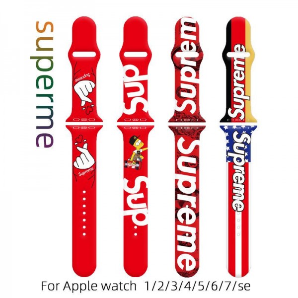 Supreme シュプリーム芸能人愛用 アップルウォッチUltra2，Apple Watch 9ベルト 腕時計 ストラップapple watch se2ストラップ ファッションアップルウォッチ7バンド 調節可能Apple Watch 7ベルト シリコン 12色