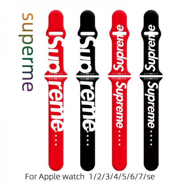 Supreme シュプリーム芸能人愛用 アップルウォッチUltra2，Apple Watch 9ベルト 腕時計 ストラップapple watch se2ストラップ ファッションアップルウォッチ7バンド 調節可能Apple Watch 7ベルト シリコン 12色