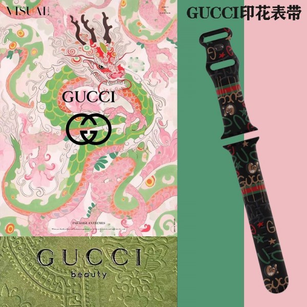 Gucci グッチモノグラム アップルウォッチSE2バンド レザー製芸能人愛用 アップルウォッチUltra2，Apple Watch 9 10 ベルト 腕時計 ストラップアップルウォッチ7バンド 調節可能Apple Watch 7ベルト シリコン